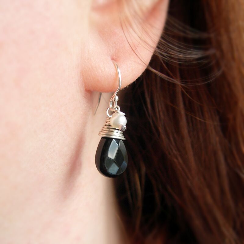 Black Agate and Freshwater Pearl Earrings - product images  of 