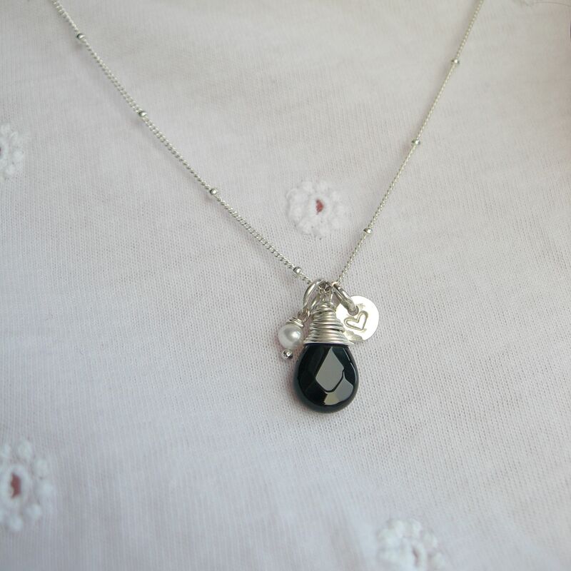 Black Agate and Freshwater Pearl Necklace - product images  of 