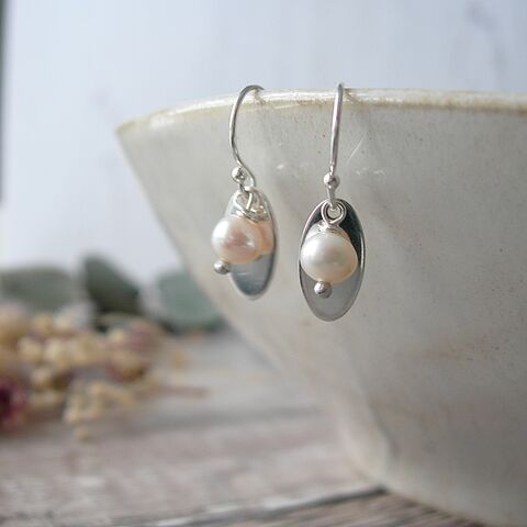 Snowberry,Freshwater,Pearl,Earrings,30th wedding anniversary gift, pearl earrings, 