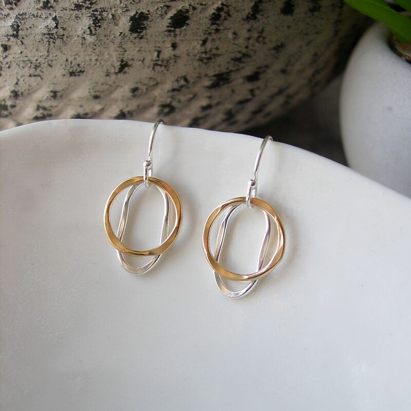 Mixed Metal Hammered Drop Earrings  - product images  of 