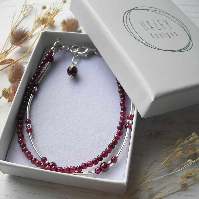 Slim Garnet Double Stranded Bracelet - product images  of 