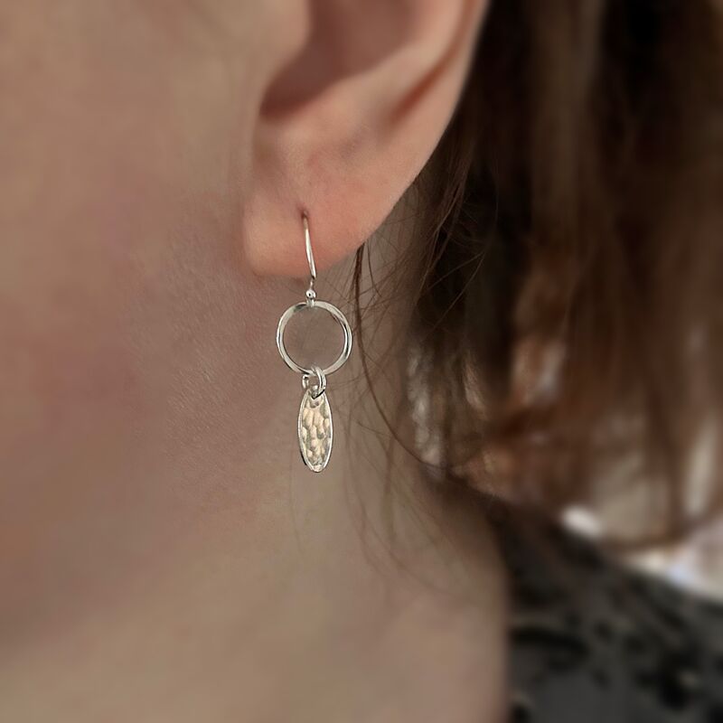 Hammered Silver Drop Earrings - product images  of 