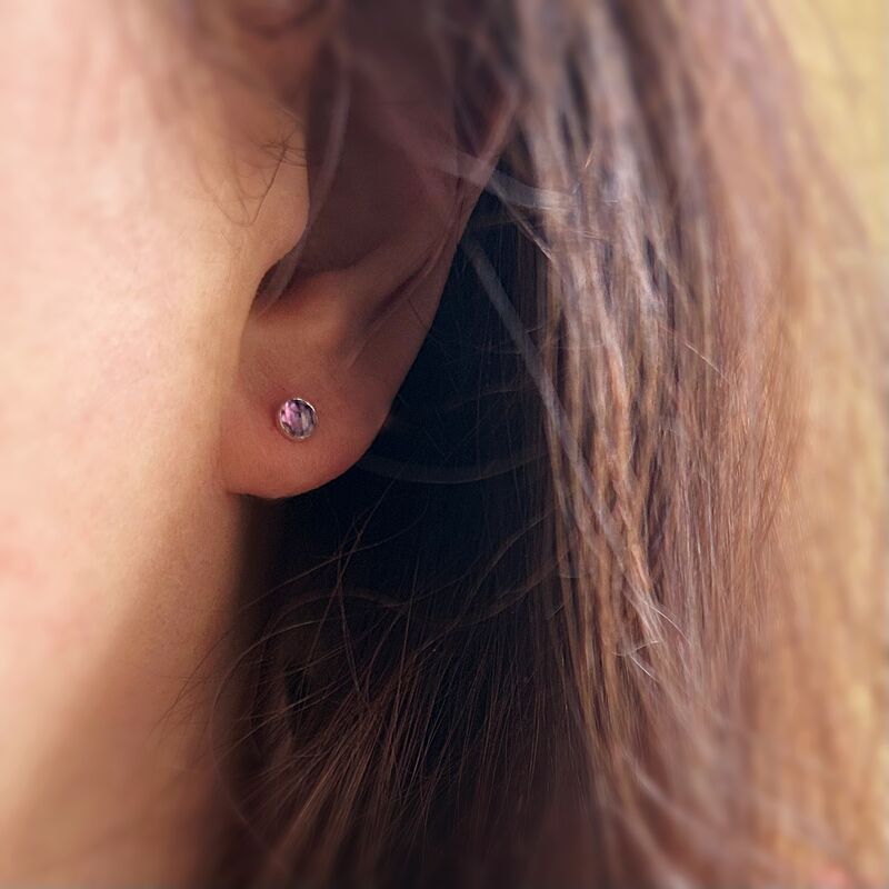 Amethyst Birthstone Sterling Silver Studs - product images  of 