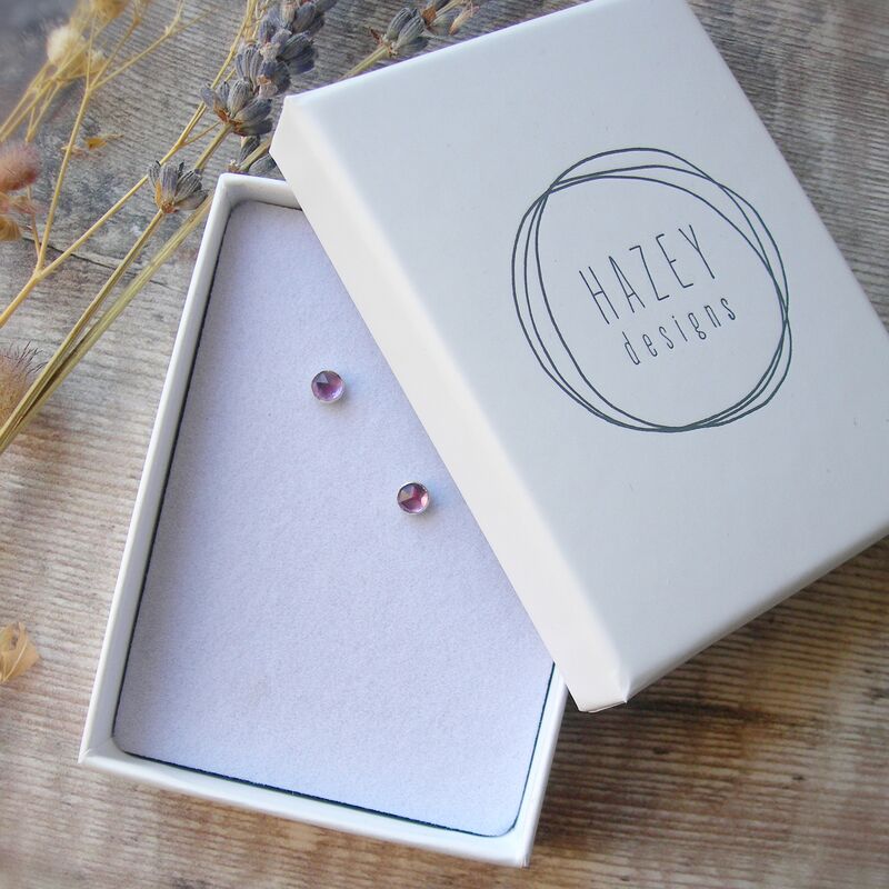 Amethyst Birthstone Sterling Silver Studs - product images  of 