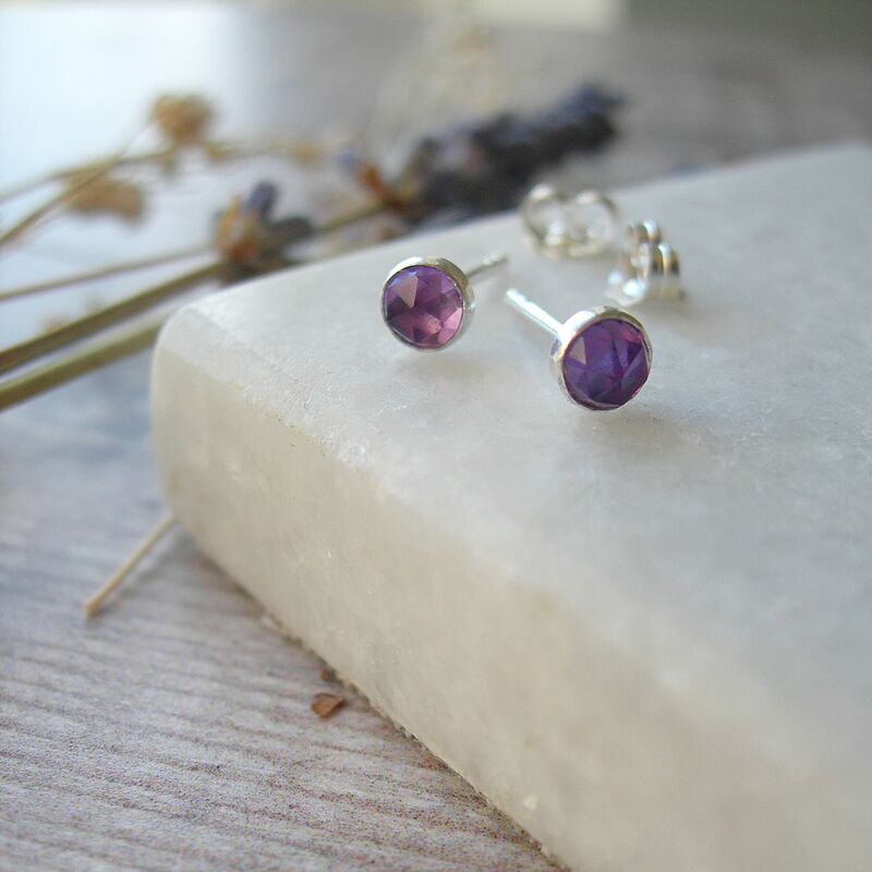Amethyst Birthstone Sterling Silver Studs - product images  of 