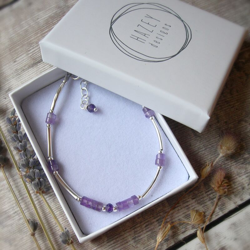 Amethyst Hammered Silver Bracelet - product images  of 