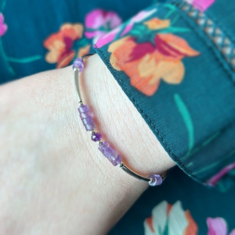 Amethyst Hammered Silver Bracelet - product images  of 