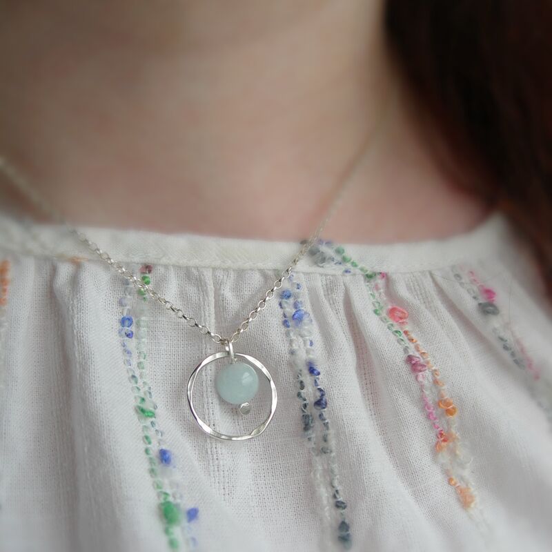 Aquamarine Sterling Silver Circle Necklace - product images  of 