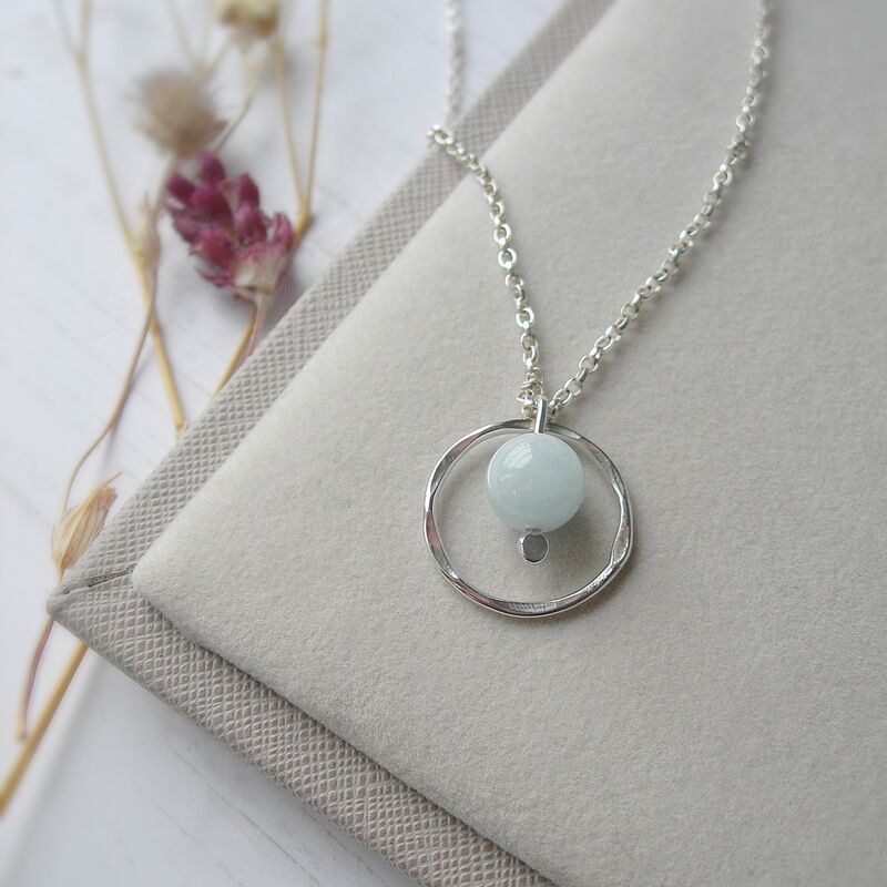 Aquamarine Sterling Silver Circle Necklace - product images  of 