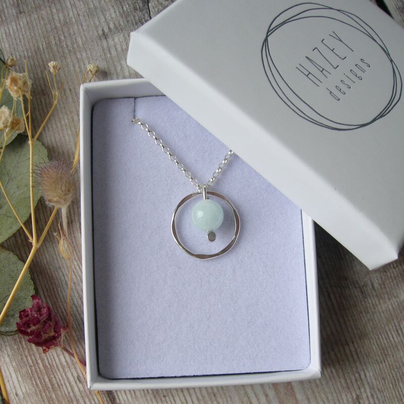 Aquamarine Sterling Silver Circle Necklace - product images  of 