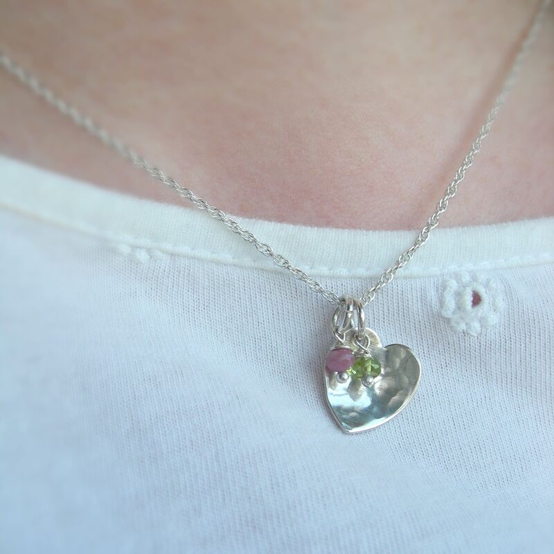 Birthstone Hammered Heart Necklace - product images  of 