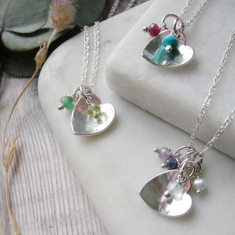 Birthstone Hammered Heart Necklace - product images  of 