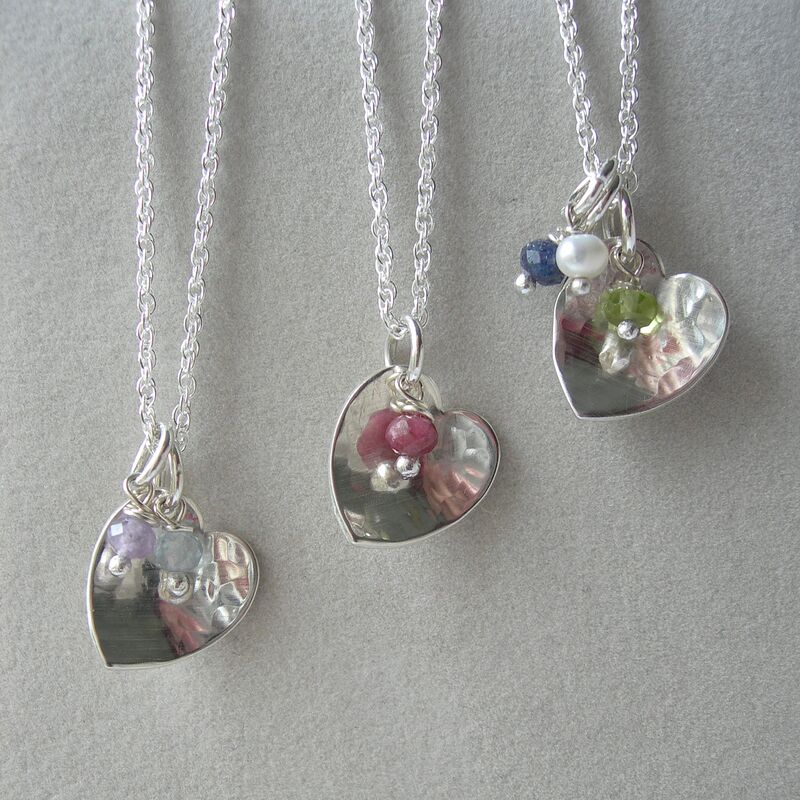 Birthstone Hammered Heart Necklace - product images  of 