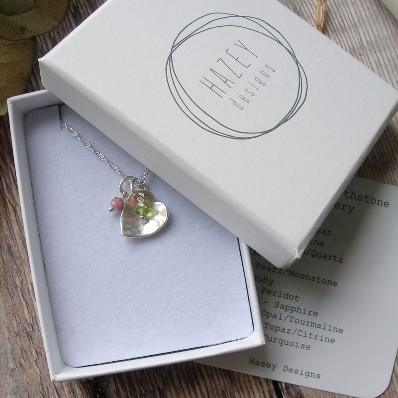 Birthstone Hammered Heart Necklace - product images  of 