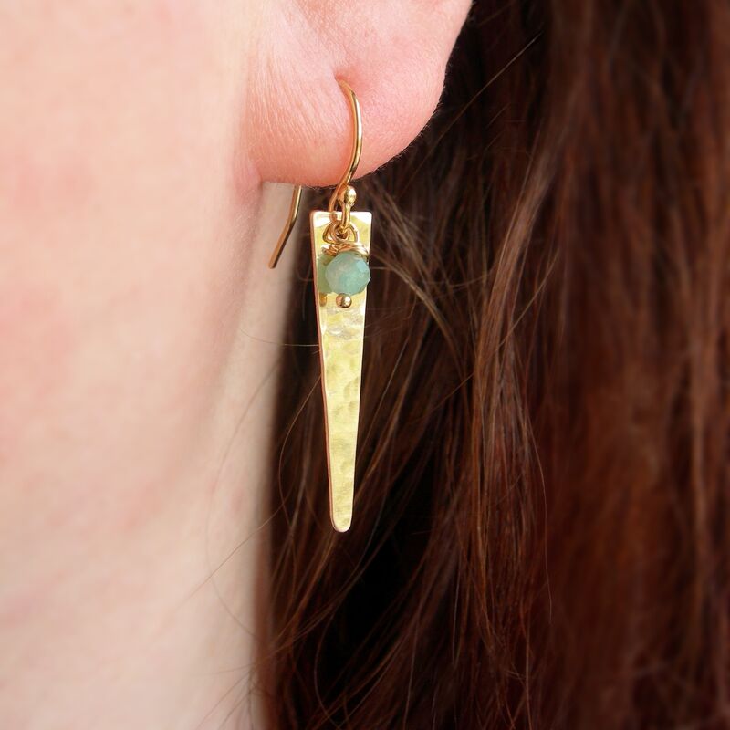 Tourmaline Gold Filled Triangle Earrings - product images  of 