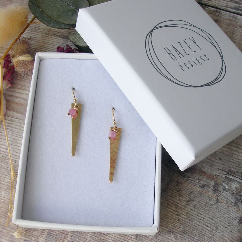 Tourmaline Gold Filled Triangle Earrings - product images  of 