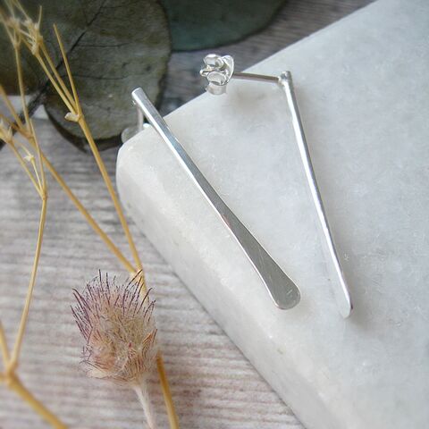 Long,Sterling,Silver,Drop,Studs