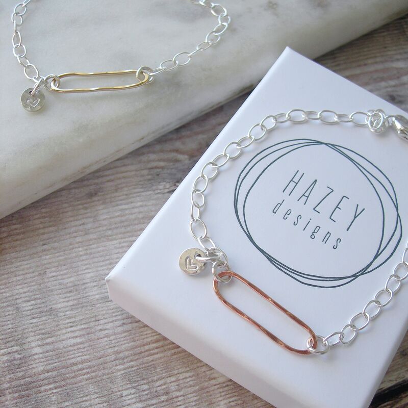 Hammered Oval Mixed Metal Bracelet - product images  of 