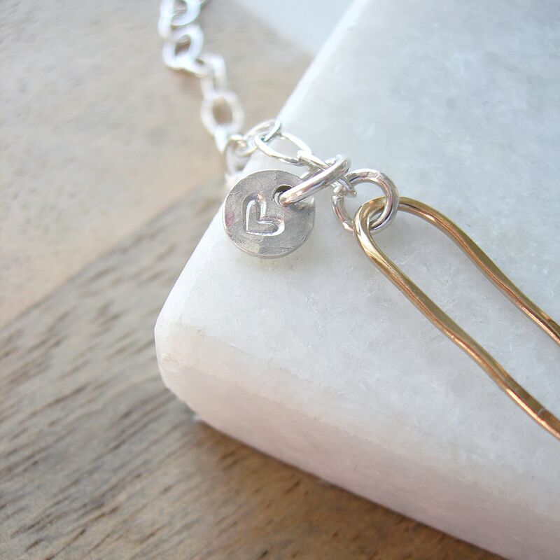 Hammered Oval Mixed Metal Bracelet - product images  of 