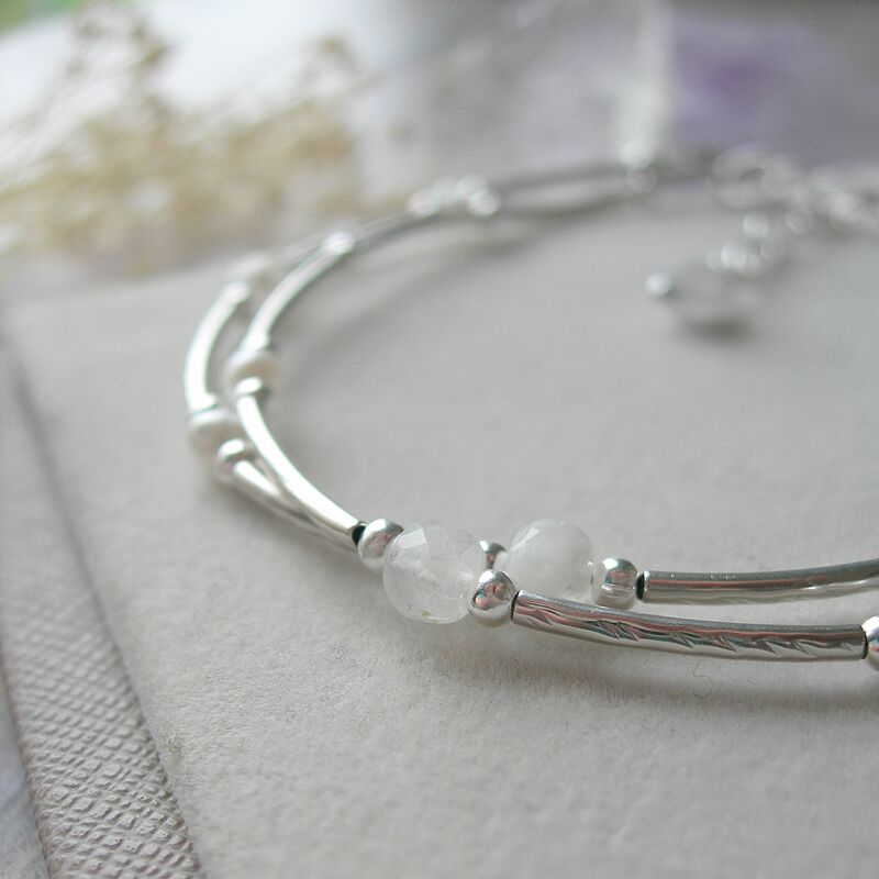 Moonstone and Pearl Double Stranded Bracelet - product images  of 