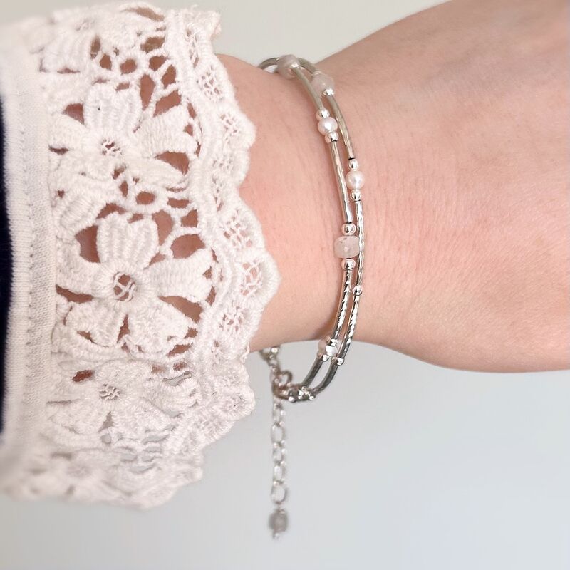 Moonstone and Pearl Double Stranded Bracelet - product images  of 