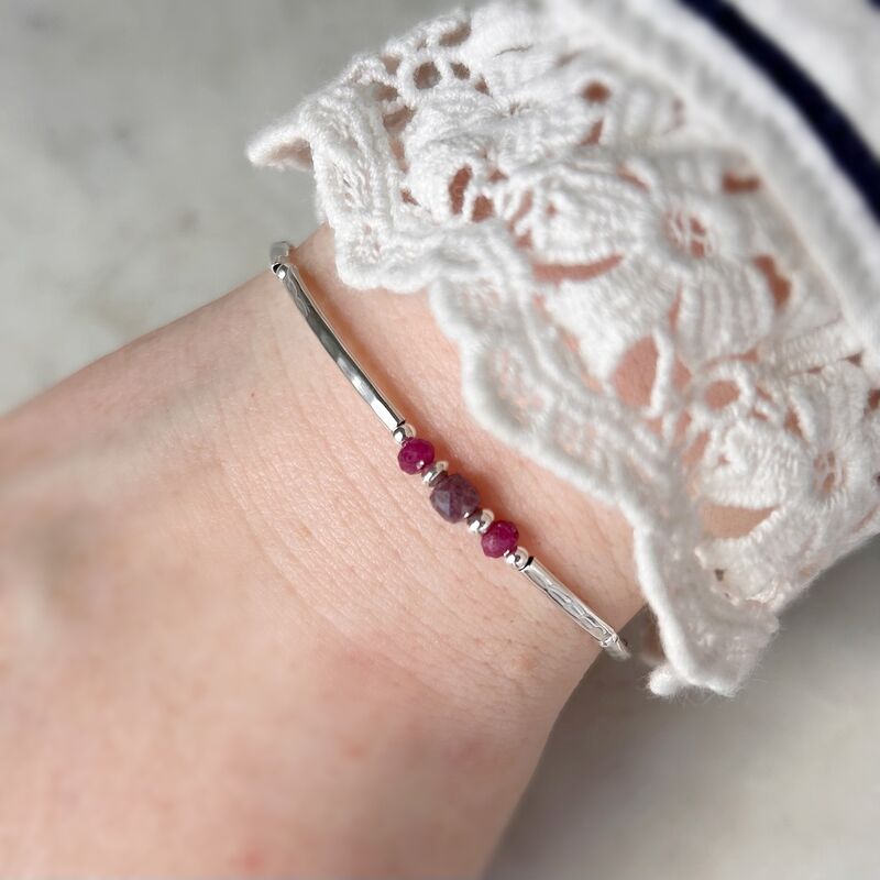 Ruby Hammered Silver Bracelet  - product images  of 