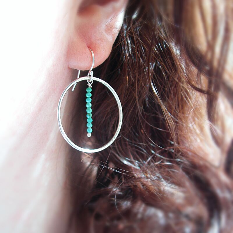 Large Silver Circle Earrings with Turquoise - product images  of 