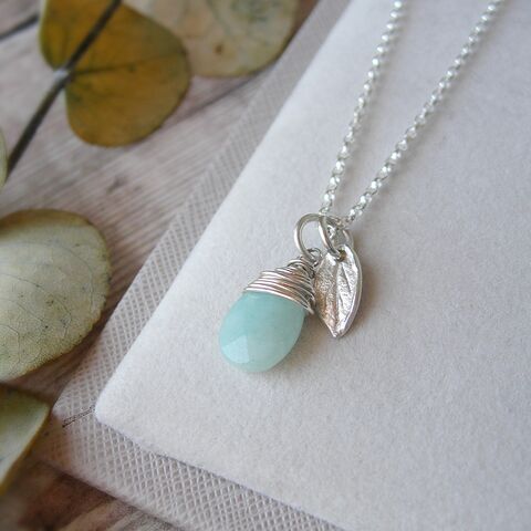 Amazonite,and,Leaf,Pendant,amazonite pendant