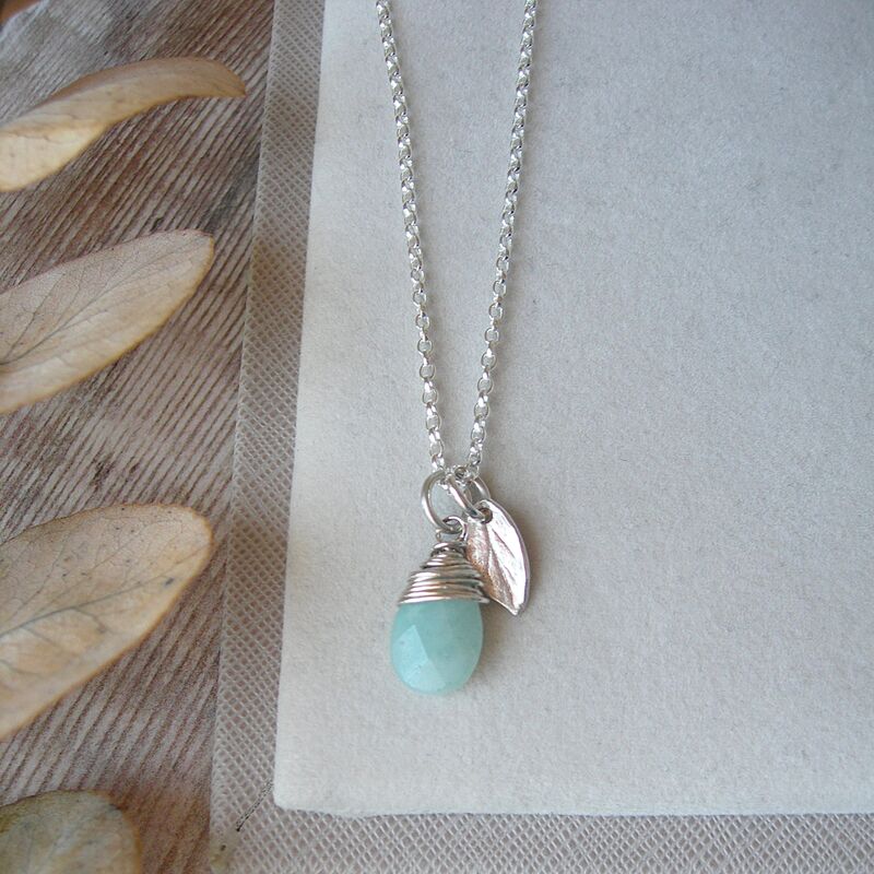 Amazonite and Leaf Pendant - product images  of 