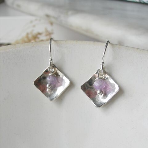 Amethyst,Curve,Earrings,amethyst silver earrings, handmade amethyst earrings