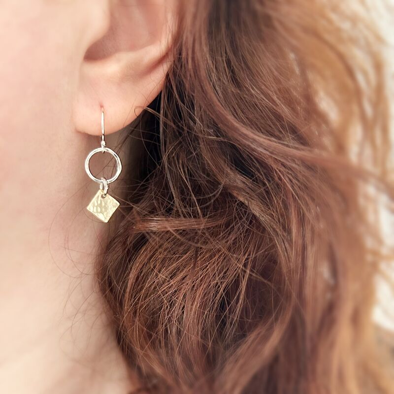 Hammered Sterling Silver and Filled Gold Earrings - product images  of 