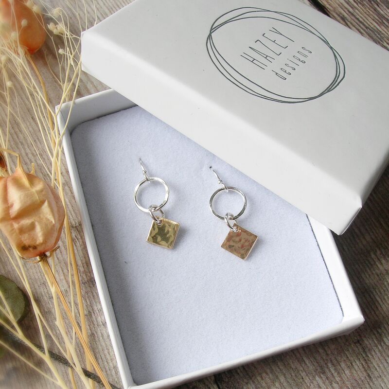 Hammered Sterling Silver and Filled Gold Earrings - product images  of 