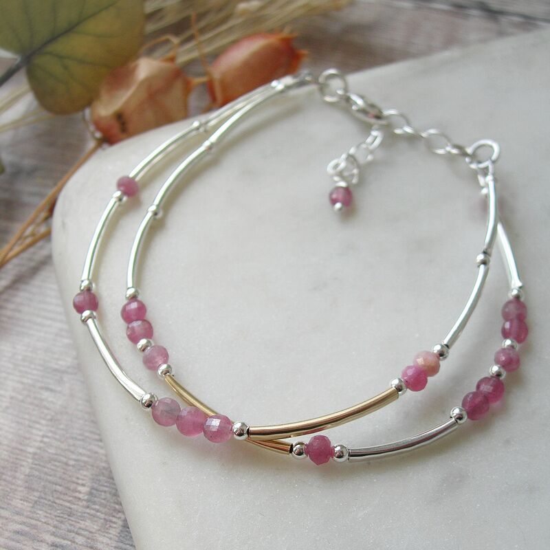 Pink Tourmaline Double Stranded Bracelet - product images  of 