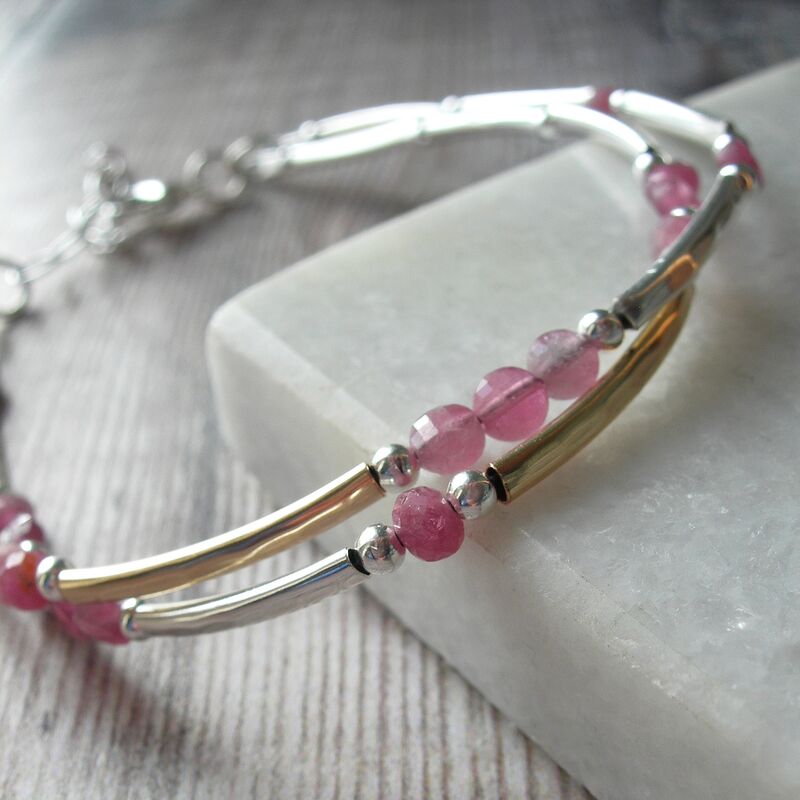 Pink Tourmaline Double Stranded Bracelet - product images  of 