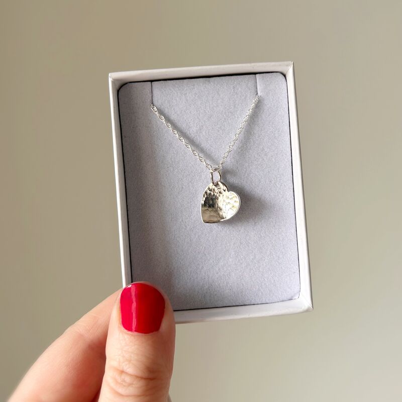 Silver Hammered Heart Necklace - product images  of 