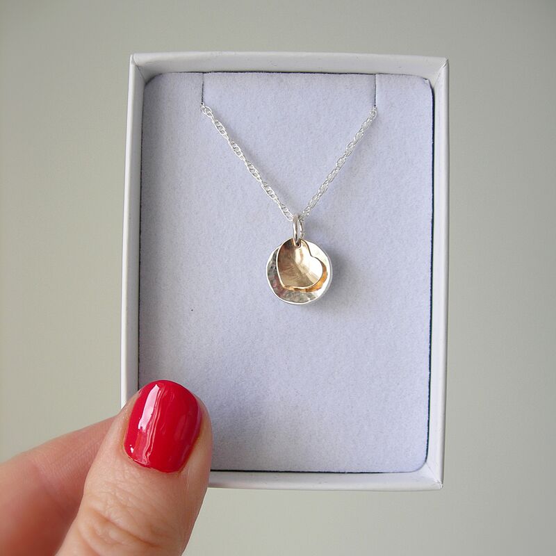 Curved Heart Silver and Gold Filled Pendant - product images  of 