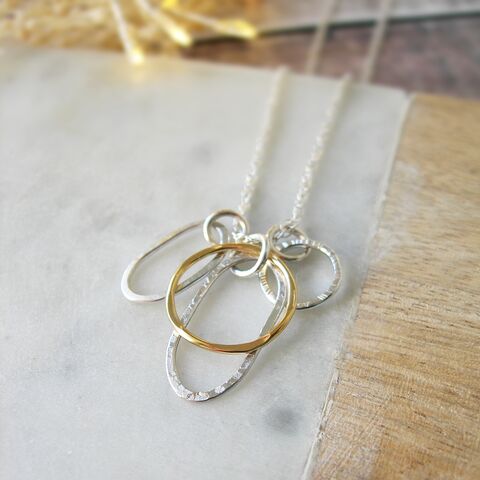 Pebble,Cluster,Necklace,-,Filled,Gold,Detail,gold pendant, pebble pendant, mixed metal necklace