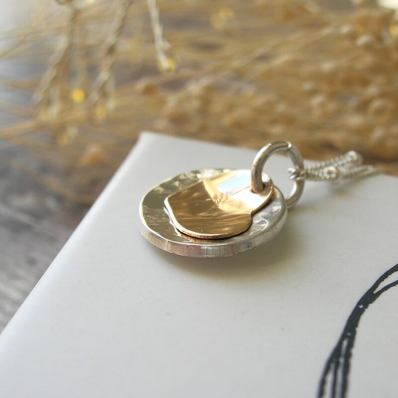 Curved Heart Silver and Gold Filled Pendant - product images  of 