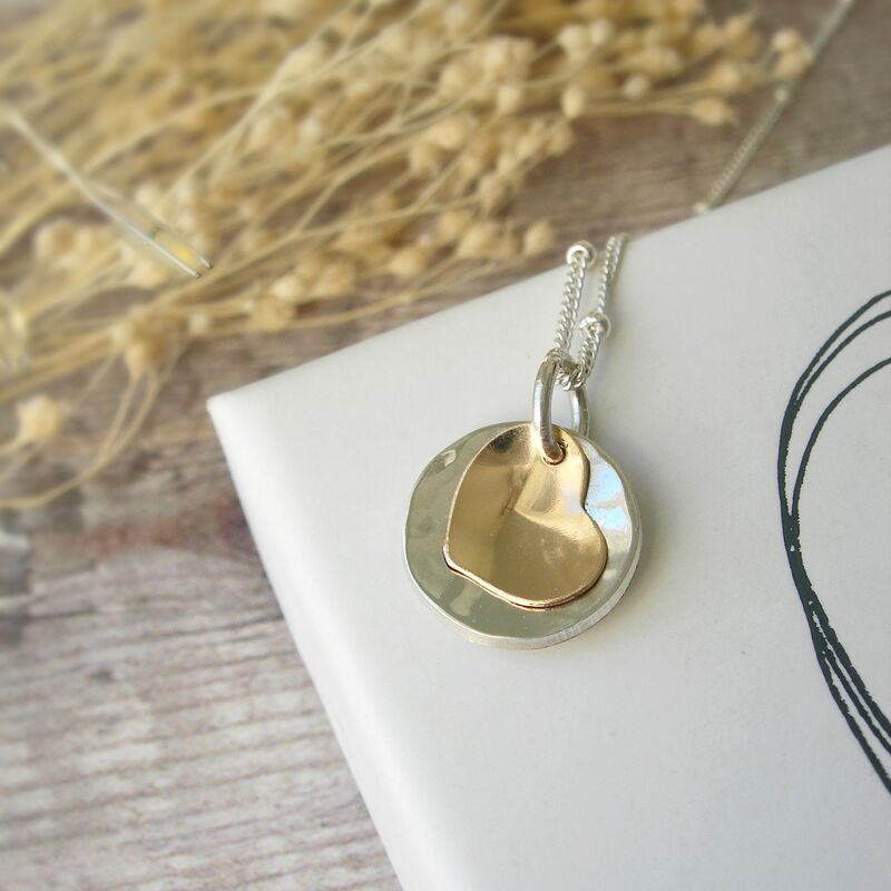 Curved Heart Silver and Gold Filled Pendant - product images  of 
