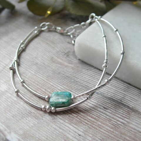 Kyanite,Silver,Rope,Bracelet,kyanite bracelet, silver bracelet, handmade silver bracelet, made in Scotland