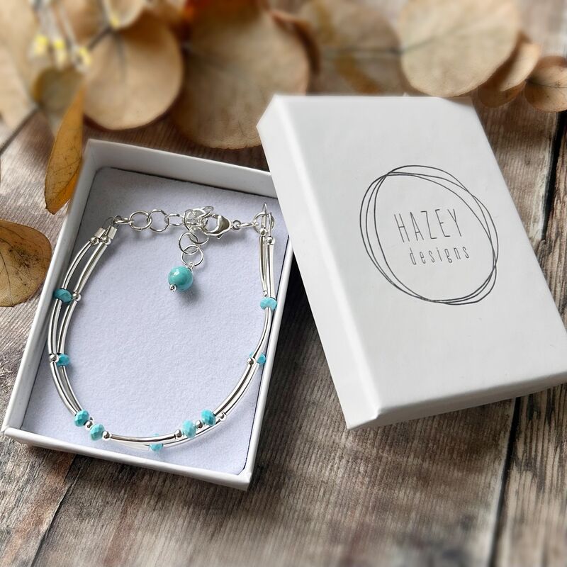 Turquoise and Silver Double Stranded Bracelet - product images  of 