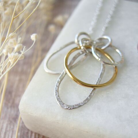 Pebble,Cluster,Necklace,-,Filled,Gold,Detail,gold pendant, pebble pendant, mixed metal necklace