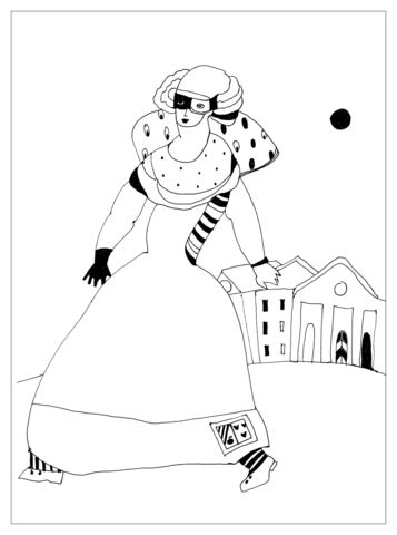 Ninth,Moon,Olga_Lowenstein_Art,Giclee_art_print,Figurative_Art_Print,London_Artist,Commedia_dellArte,Theatrical_motifs,Ink_Drawing_Art,Large_Wall_Art,Contemporary_Drawing,Black_and_White_Art,Line_drawing,Minimalistic_art,Ninth_Moon