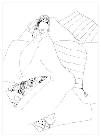 Adele,Olga_Lowenstein_Art,Giclee_art_print,Figurative_Art_Print,London_Artist,Commedia_dellArte,Theatrical_motifs,Ink_Drawing,Large_Wall_Art,Contemporary_Drawing,Black_and_White_Art,Line_drawing,Minimalistic_art
