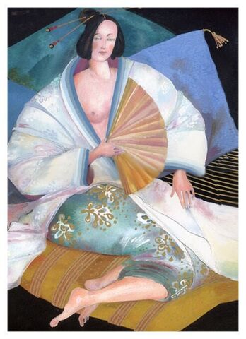 Jasmine,Tea,Olga_Lowenstein,Art_Giclee_art_print,Figurative_Art_Print,Bold_Vibrant_Color,Gift_for_Her,London_Artist,Sensual_Art,Large_art_print,Theatrical_motifs,Feminine_Art_Print,Jasmine_Tea,Japaneese_motif,Large_Wall_Art