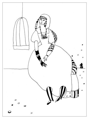 Chess,Party,Olga_Lowenstein_Art,Giclee_art_print,Figurative_Art_Print,London_Artist,Commedia_dellArte,Theatrical_motifs,Ink_Drawing,Large_Wall_Art,Contemporary_Drawing,Black_and_White,Line_drawing,Minimalistic_art,Chess_Party