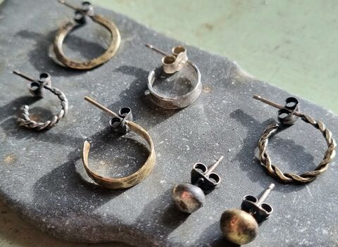 single,zero,waste,hoops/studs,studs, hoops, silver, brass