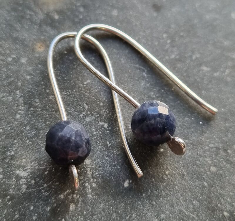 small faceted sapphire earrings - product images