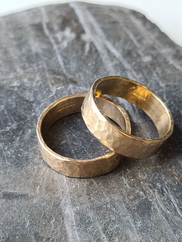 hammered 9ct gold band - product images