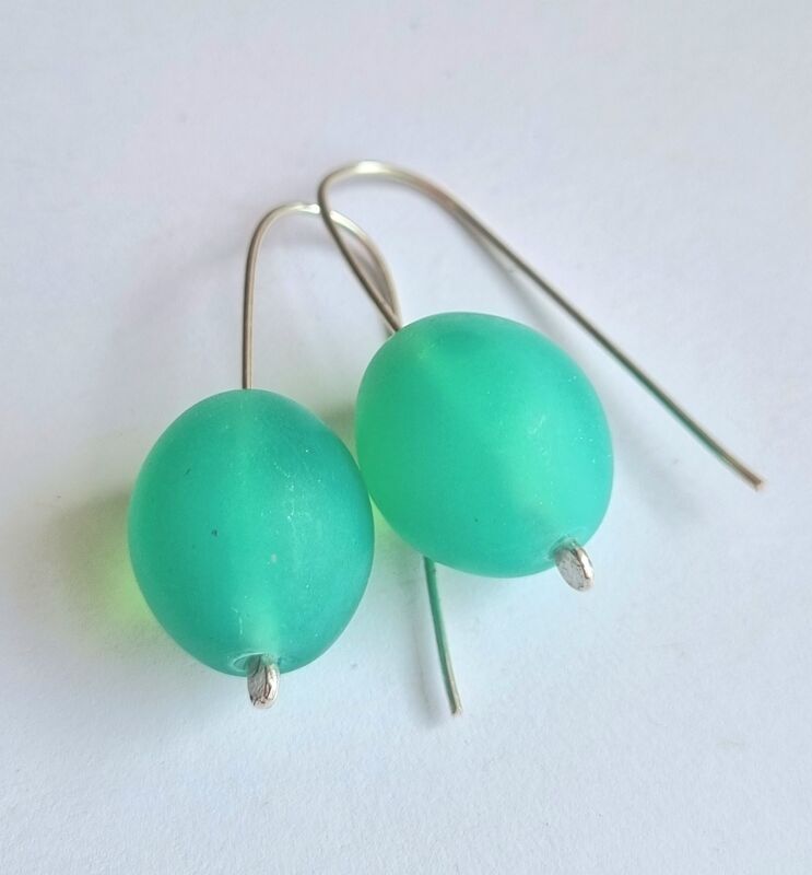 Sea-green resin earrings - product images